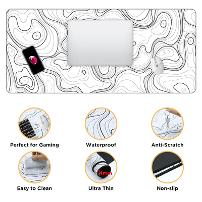 (Sold Out) YUNZII Desk Pad Mouse Mat – White Topographic_img_2