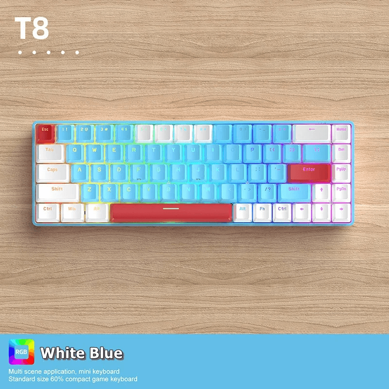 FreeWolf T8 Wired 65% Compact Gaming Mechanical Keyboard Red switch