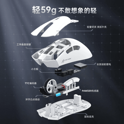 (Sold Out) Attack Shark R1 59g PAW3311 18000DPI Tri-Mode Wireless Gaming Mouse (Stock out)_img_6