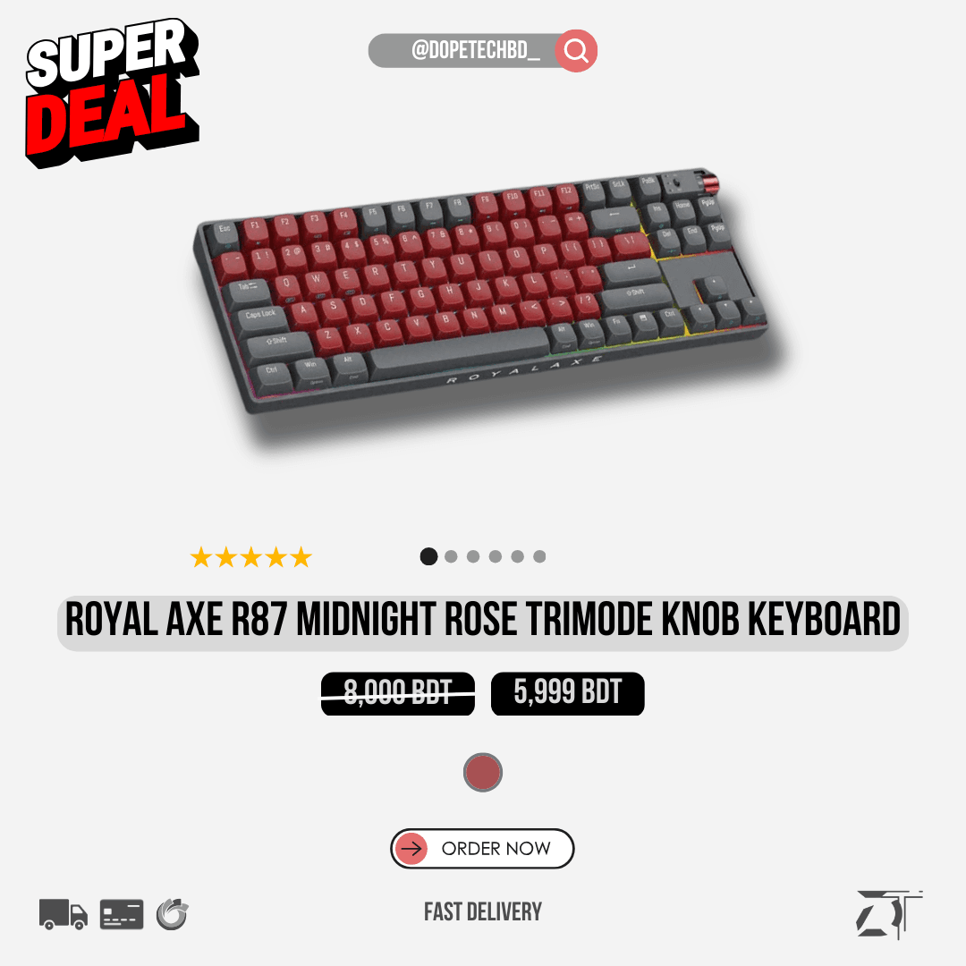 (Sold Out) Royal Axe R87 Midnight Rose Trimode Knob Keyboard - TTC Gold Pink V2 Switch