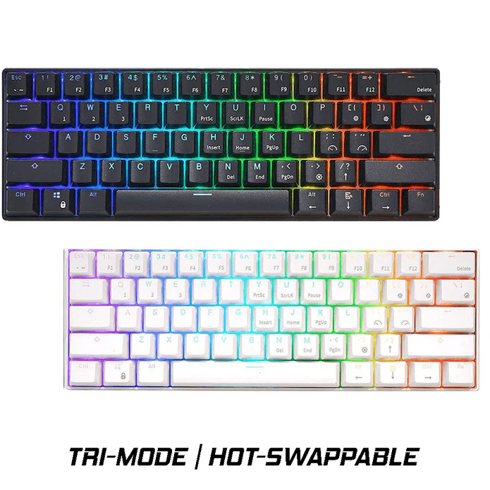 (Sold Out) ROYAL KLUDGE RK61 Tri Mode RGB HOTSWAPPABLE – White / Black