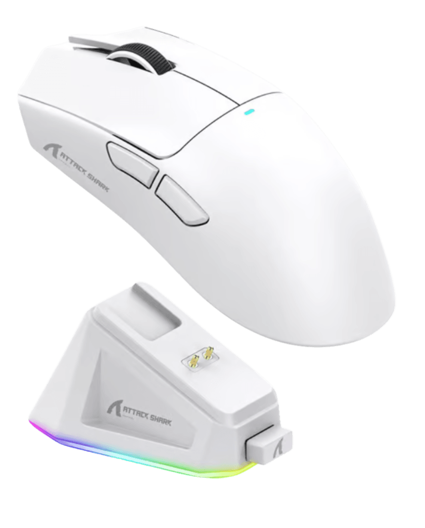 Attack Shark X11 63g PAW3311 22000DPI Tri-Mode Wireless Gaming Mouse with RGB Charging DOCK White